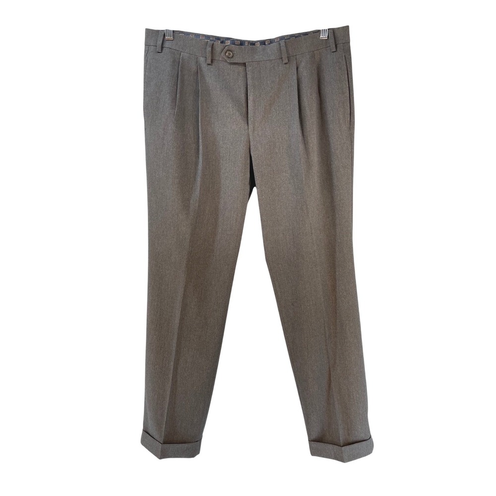 Lauren‎ Ralph Lauren Mens Pleated Herringbone Dress Pants Charcoal Gray 36W 30L